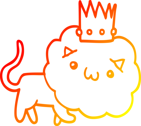 Karikatür aslanının insan tarafından çizilmiş sıcak çizgi çizgisi.