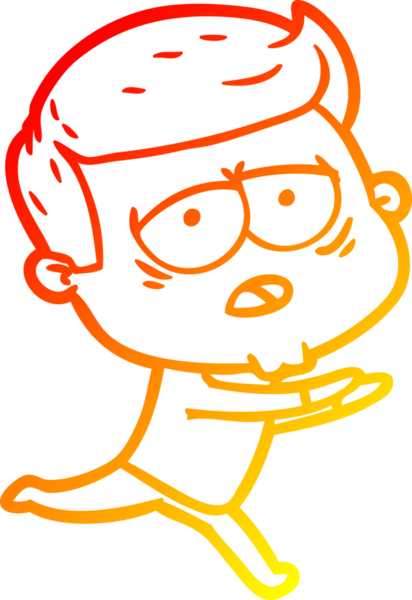 Bir insan tarafından çizilmiş, yorgun bir adamın çizgi çizimi.