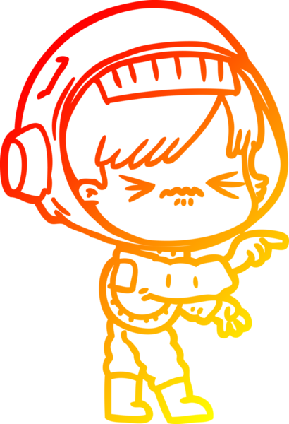 Bir insan tarafından çizilmiş bir astronot kadın çizgi çizimi.