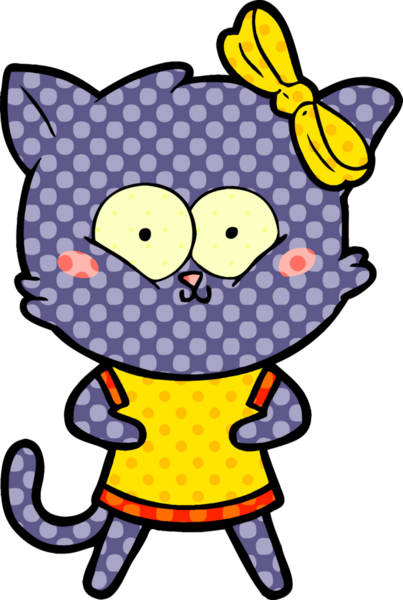 Bir insan tarafından çizilmiş çizgi film kedisi.