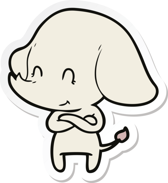 Bir insan tarafından çizilmiş şirin bir fil çıkartması.