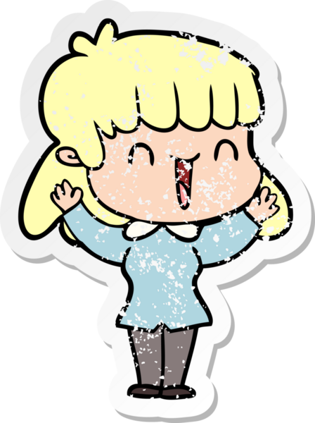 Bir insan tarafından çizilmiş karikatür bir kadının sıkıntılı çıkartması.