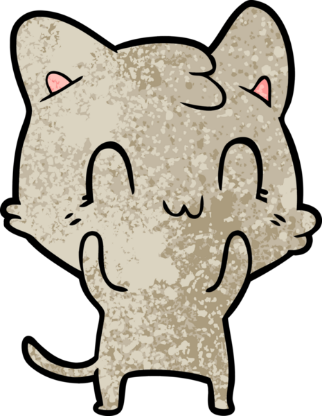 Bir insan tarafından çizilmiş mutlu bir kedi.