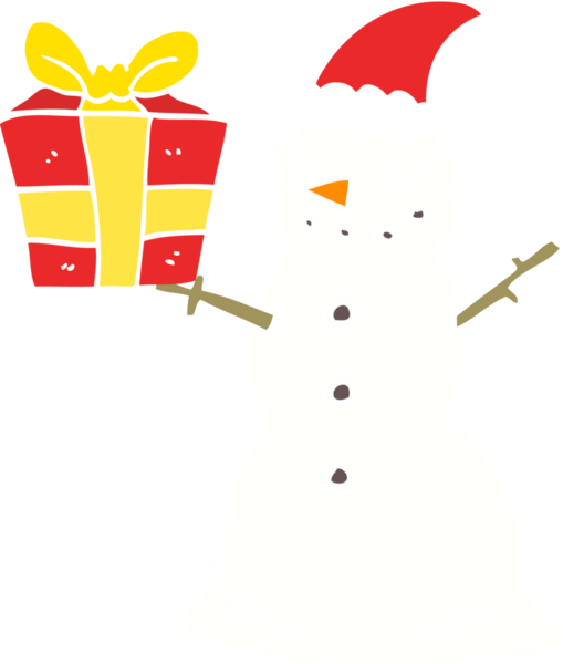 Bir insan tarafından çizilmiş düz renkli kardan adam çizimi