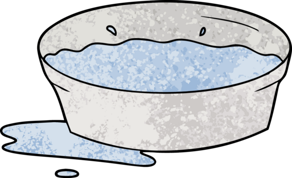 Bir insan tarafından çizilmiş karikatür köpek suyu kasesi.