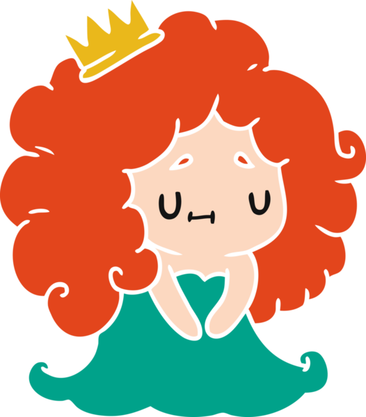 Bir insan tarafından çizilmiş tatlı bir kawai prensesi çizimi.