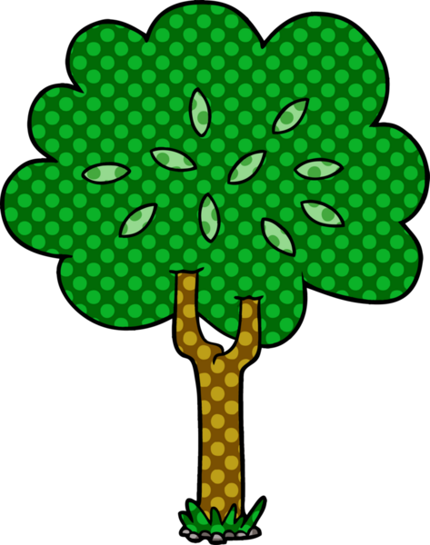 Bir insan tarafından çizilmiş çizgi film ağacı.