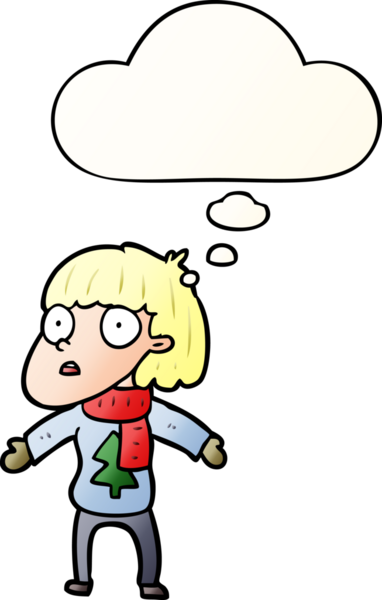 Karikatür, bir insan tarafından çizilmiş düşünce baloncuğuyla noel insanını şaşırttı.