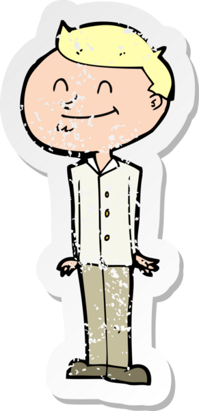 Bir insan tarafından çizilmiş gülümseyen bir karikatür çıkartması.