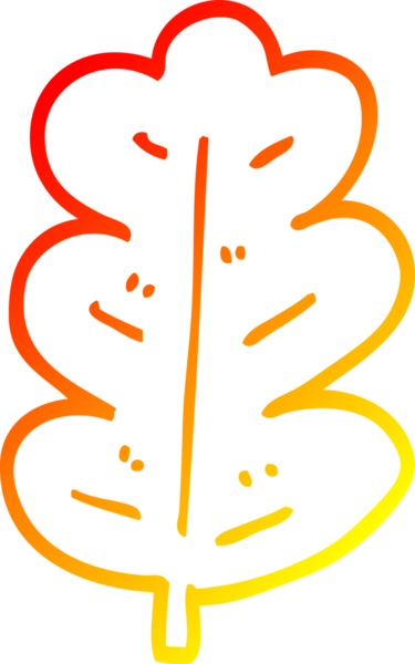 Bir insan tarafından çizilen meşe yaprağının sıcak çizgi çizimi