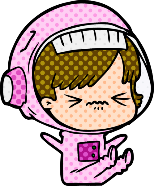 Bir insan tarafından çizilmiş astronot kadın.