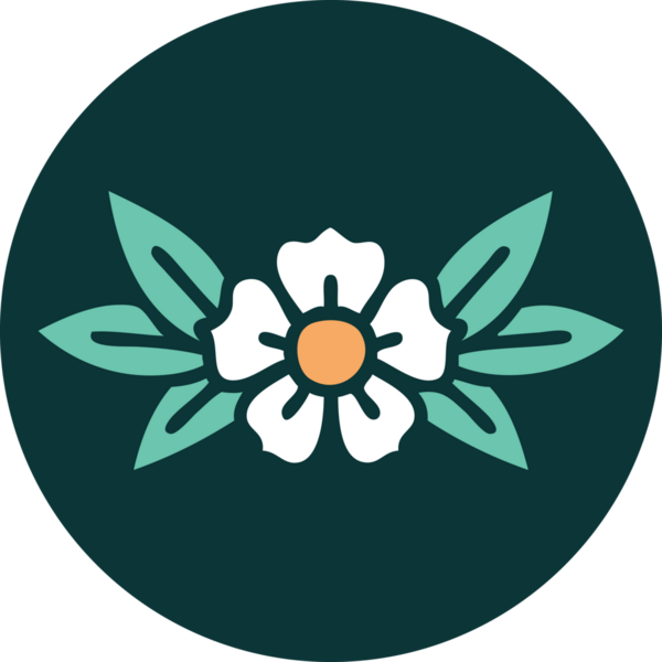 Bir insan tarafından çizilmiş bir çiçeğin ikonik dövme şekli