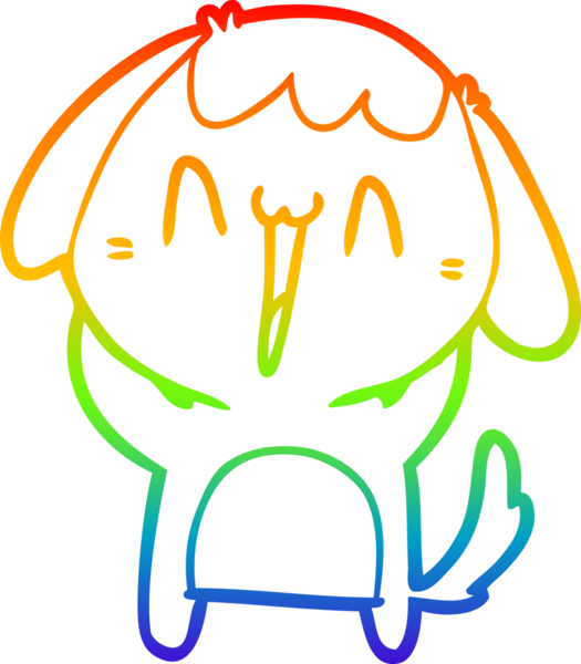 Gökkuşağı gradyan çizimi. Bir insan tarafından çizilmiş şirin bir köpek çizimi.