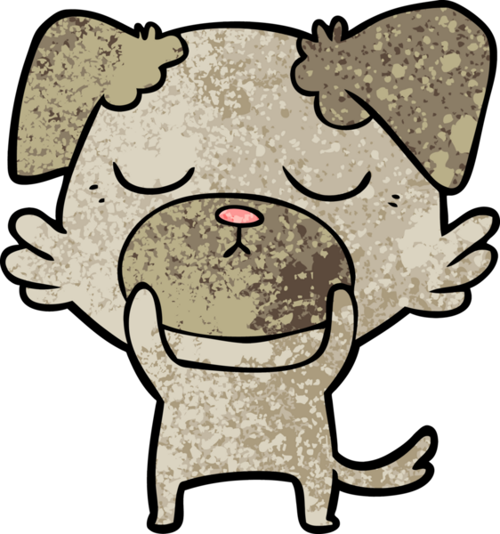 Bir insan tarafından çizilmiş şirin bir çizgi film köpeği.