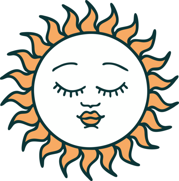 Bir insan tarafından çizilmiş bir güneşin ikonik dövme şekli