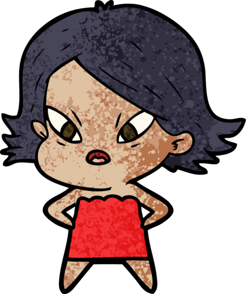 Çizgi film bir insan tarafından çizilmiş stresli kadın.