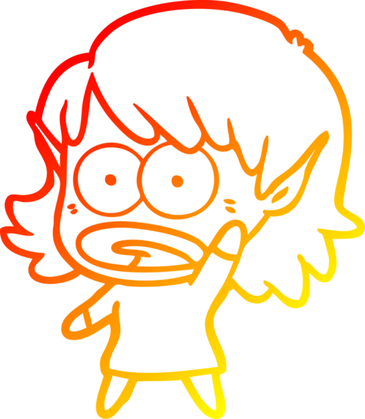 Bir çizgi film karakteri çizimi bir insan tarafından çizilmiş elf kızı şok etti.