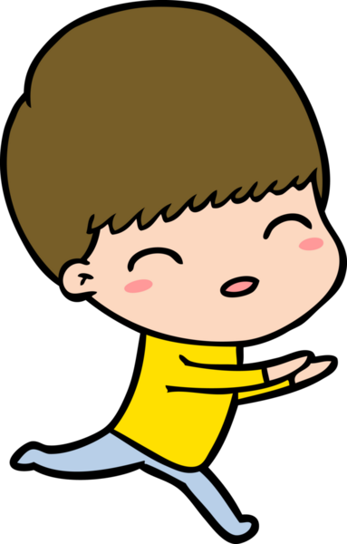 Bir insan tarafından çizilmiş mutlu çizgi film çocuğu.