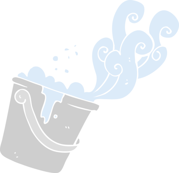 Bir insan tarafından çizilen temizlik kovasının düz renk çizimi