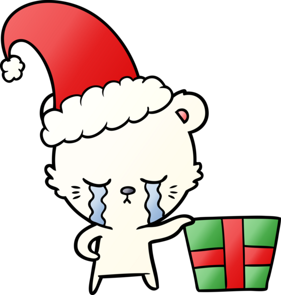 Bir insan tarafından çizilmiş ağlayan çizgi film Noel kutup ayısı.