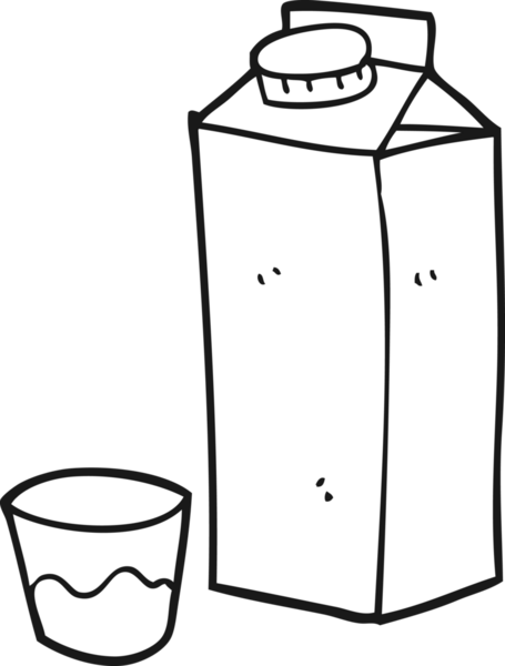 Bir insan tarafından çizilmiş siyah beyaz süt kutusu.