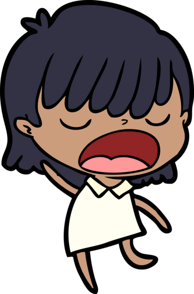 Çizgi filmdeki kadın bir insan tarafından yüksek sesle çizilmiş.