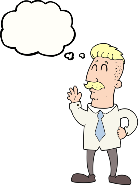 Bir insan tarafından çizilmiş serbest çizim baloncuklu ofis adamı.