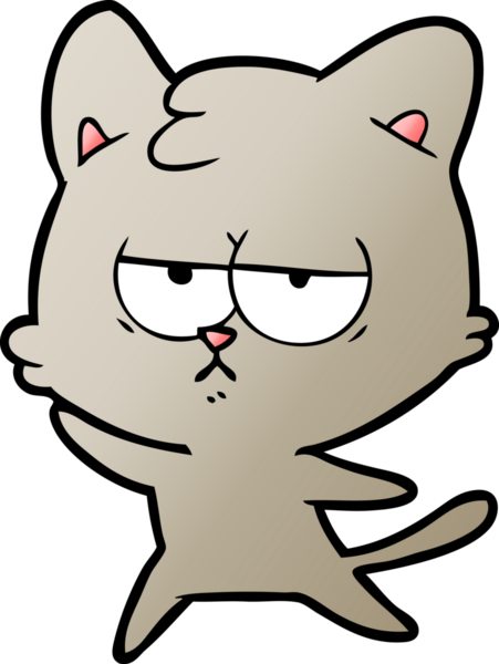 Bir insan tarafından çizilmiş sıkıcı çizgi film kedisi.