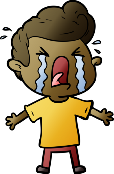 Bir insan tarafından çizilmiş ağlayan bir karikatür.