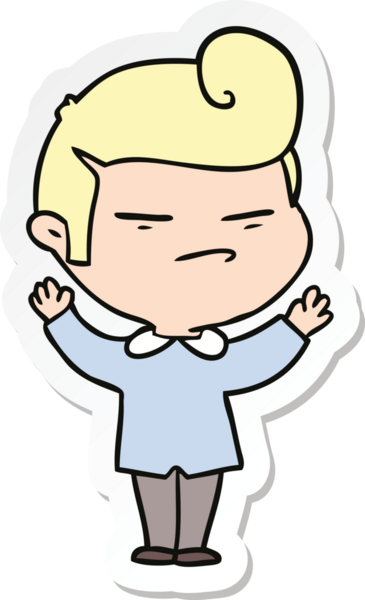 Bir insan tarafından çizilmiş, havalı bir adamın çıkartması.