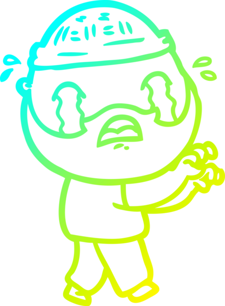 Bir insan tarafından çizilmiş ağlayan sakallı bir adamın çizdiği soğuk çizgi.