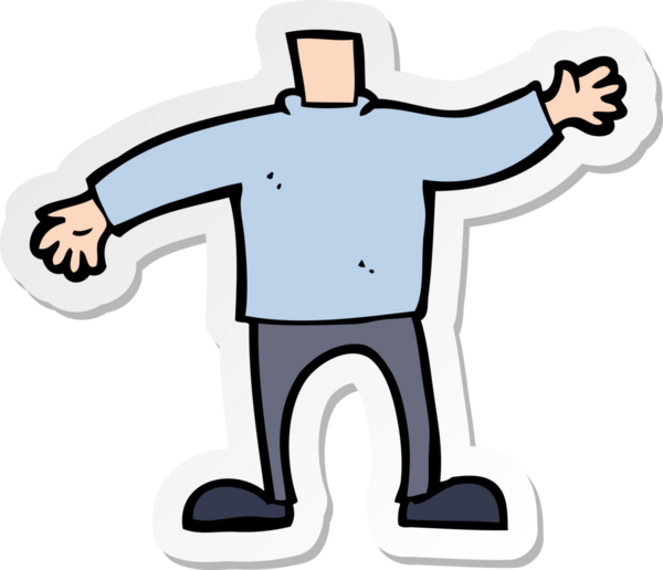 Bir insan tarafından çizilmiş kollarını sallayan bir karikatür vücudunun çıkartması.