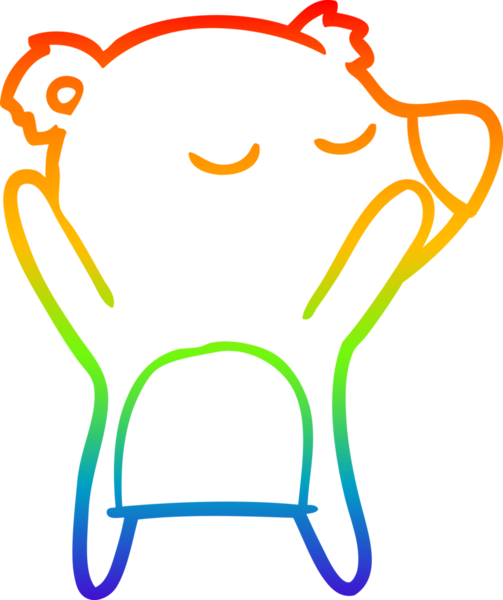 Bir insan tarafından çizilmiş mutlu bir çizgi film ayısının çizimi.