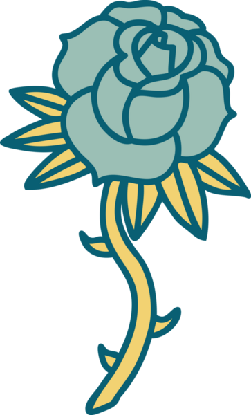 Bir insan tarafından çizilmiş bir gülün ikonik dövme şekli