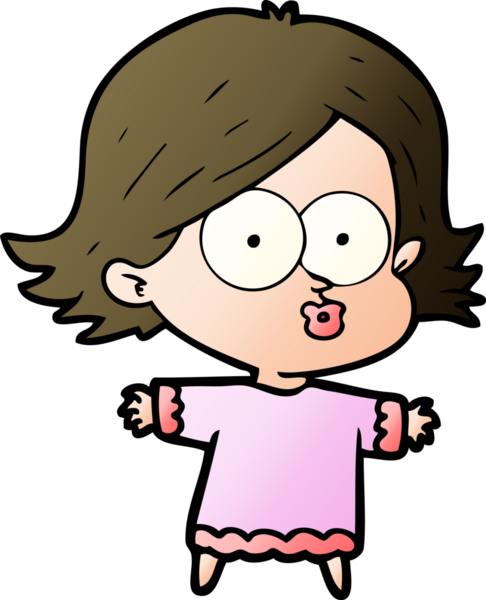 Çizgi film kızı somurtuyor bir insan tarafından