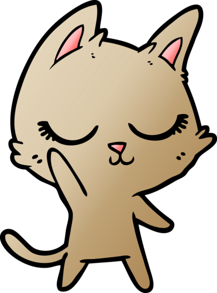 Bir insan tarafından çizilmiş sakin çizgi film kedisi.