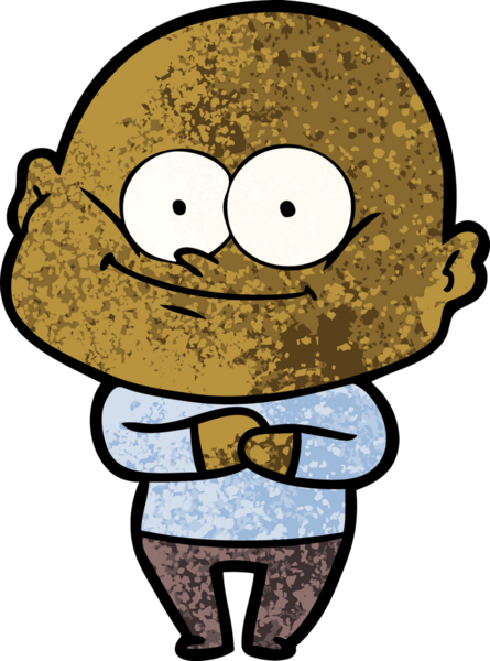 Bir insan tarafından çizilmiş kel bir adam.