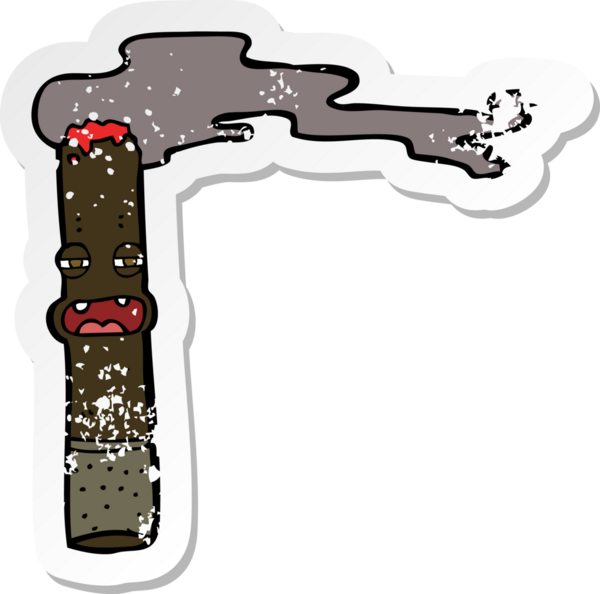 Bir insan tarafından çizilmiş çizgi film karakterinin gerilimli retro yapıştırması.