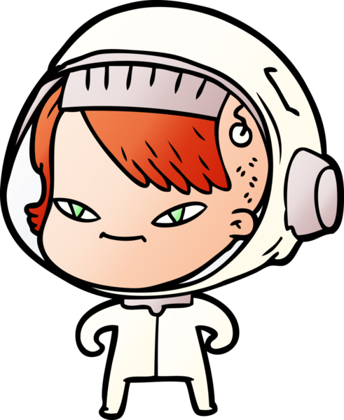 Bir insan tarafından çizilmiş astronot kadın.