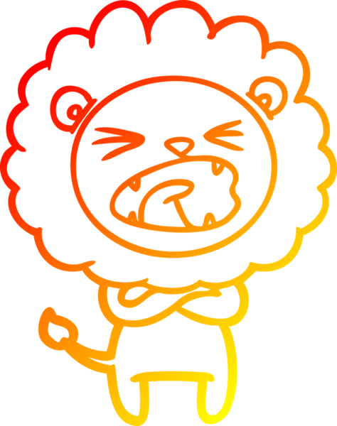 Bir insan tarafından çizilmiş kızgın bir aslanın sıcak çizgi çizimi.