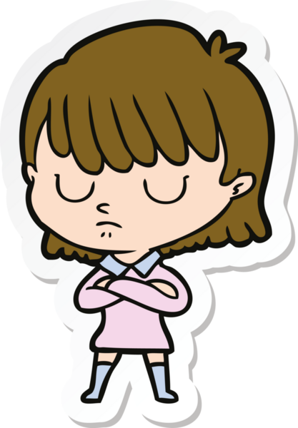 Bir insan tarafından çizilmiş bir karikatür kadının çıkartması.