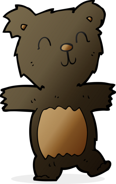 Bir insan tarafından çizilmiş sevimli siyah ayı yavrusu.