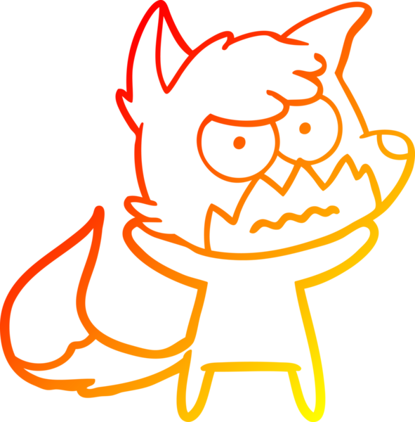 Bir insan tarafından çizilmiş kızgın tilki çizgi çizimi.