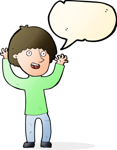 Bir insan tarafından çizilmiş konuşma balonuyla gülen mutlu çocuk çizgi filmi.