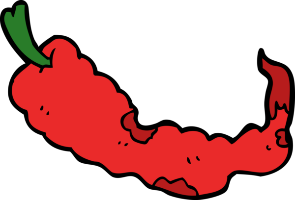 Bir insan tarafından çizilmiş kırmızı biber çizgi filmi.