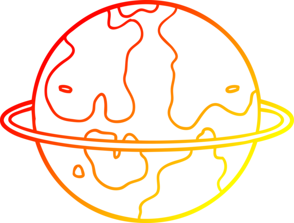 Bir insan tarafından çizilmiş bir uzaylı gezegeninin sıcak çizgi çizimi.