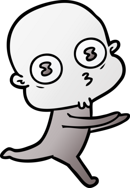 bir insan tarafından çizilmiş garip kel uzay adamı çizgi filmi