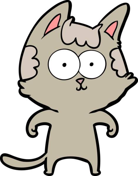 Bir insan tarafından çizilmiş mutlu çizgi film kedisi.