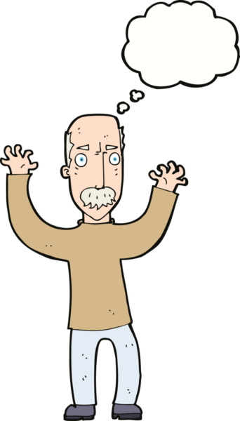Bir insan tarafından çizilmiş düşünce balonlu kızgın baba çizgi filmi.
