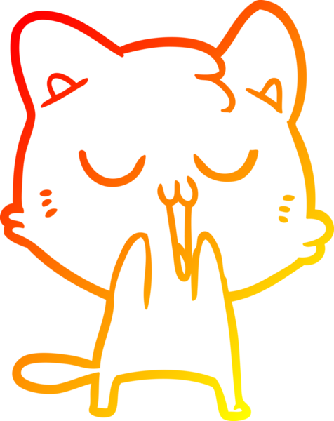 Bir insan tarafından çizilmiş çizgi film kedisinin sıcak çizgi çizimi